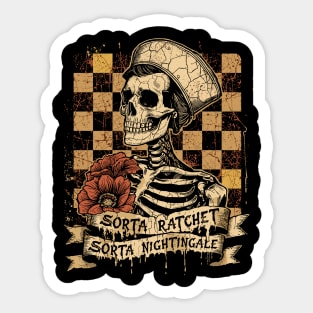Sorta Ratchet Nightingale Floral Skull Sticker